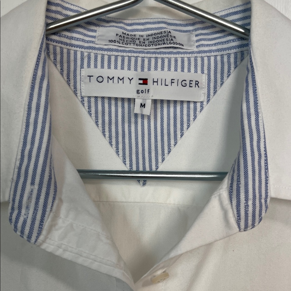 Tommy Hilfiger Womens White Shirt with Blue Stripes